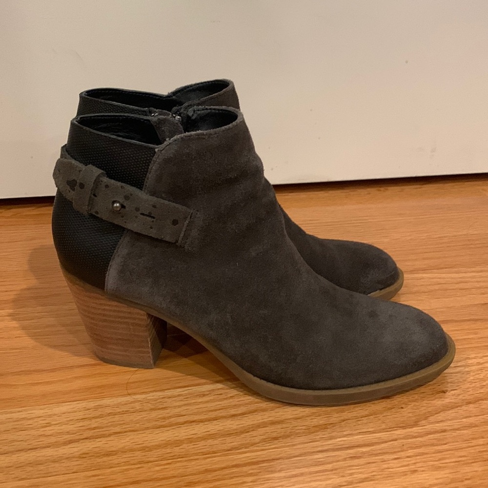 Dolce vita grey suede block heel booties